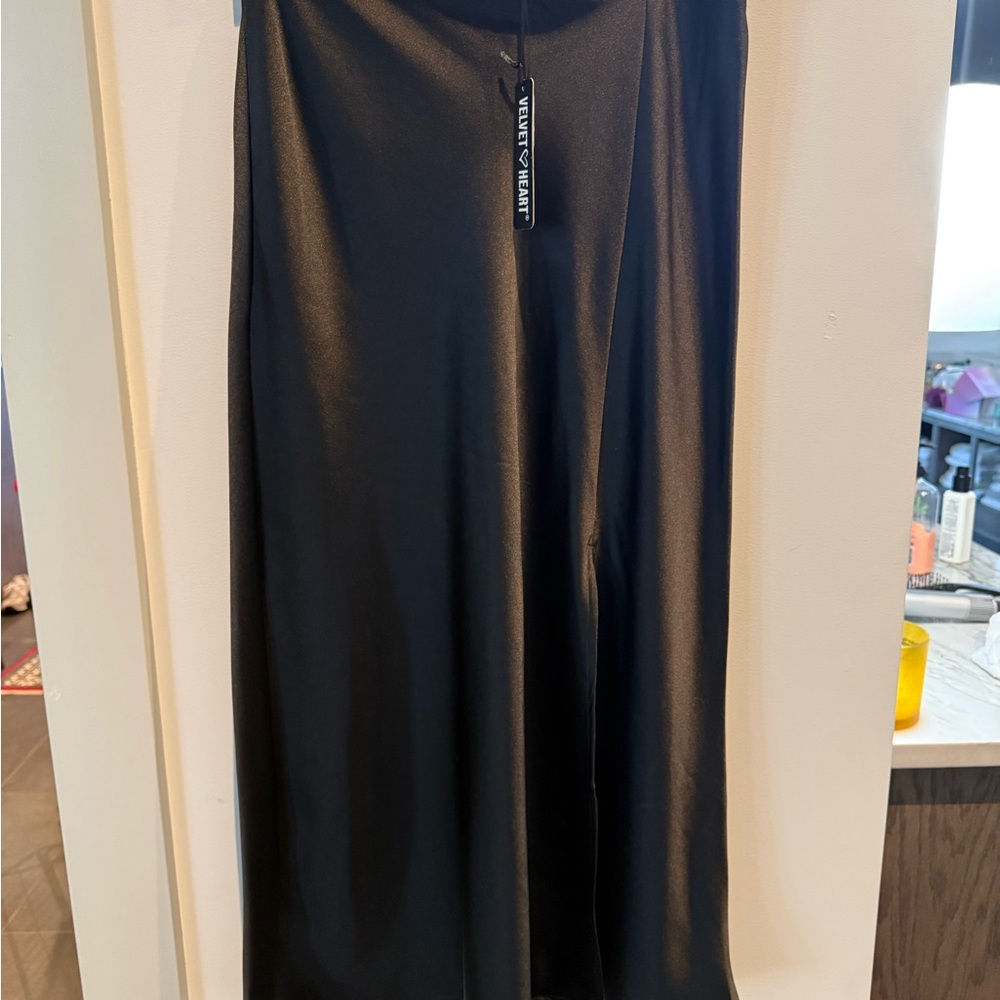 Velvet Heart Black Midi Skirt